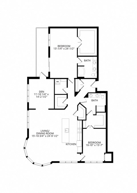 Floor plan for 2 beds, 2 baths, 2145 sqft